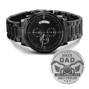 To My Biker Dad - Premium Black Chronograph Watch - Happy Father's Day Gift Set - SLDDL0029 - Sunshine Letters Co